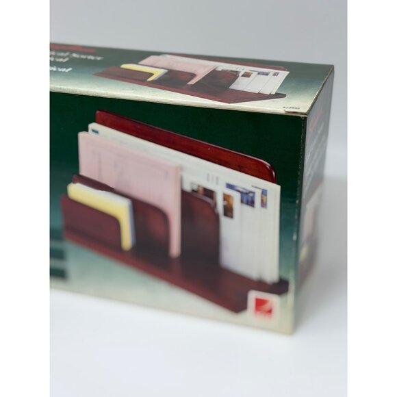 VTG Swingline Wood Vertical Sorter Organizer Mahogany Desk Letter Mail File New - Picture 4 of 6